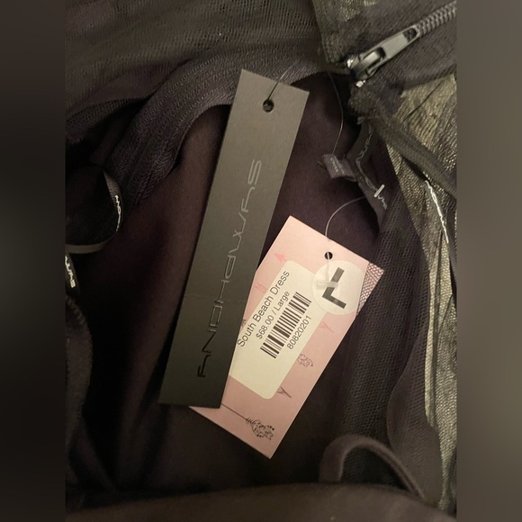 Symphony Broken Arrow South Beach Black Mesh Corset Dress NWT! Size Large - Picture 11 of 13